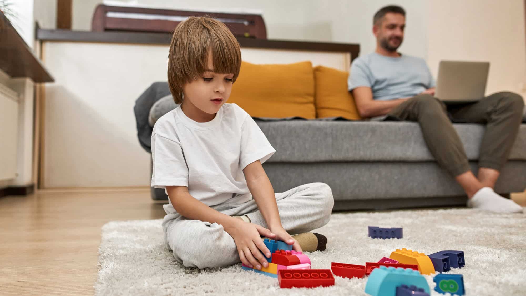 Child building with blocks